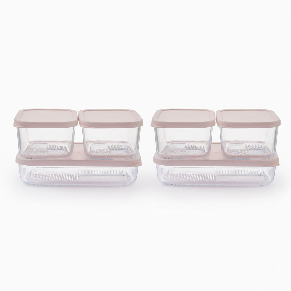 Container Culture 12-Piece Airtight Glass Food Storage Set with Lids, 25.35oz & 40.57oz Mixed Sizes - Berry Blush-0
