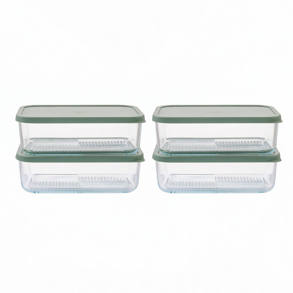 Container Culture 8-Piece Airtight Glass Food Storage Containers with Lids, 4 x 57.5oz - Soft Sage-0