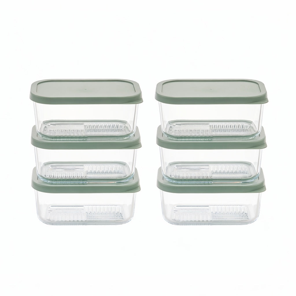 Container Culture 12-Piece Airtight Glass Food Storage Containers with Lids, 6 x 25.4oz - Soft Sage-0