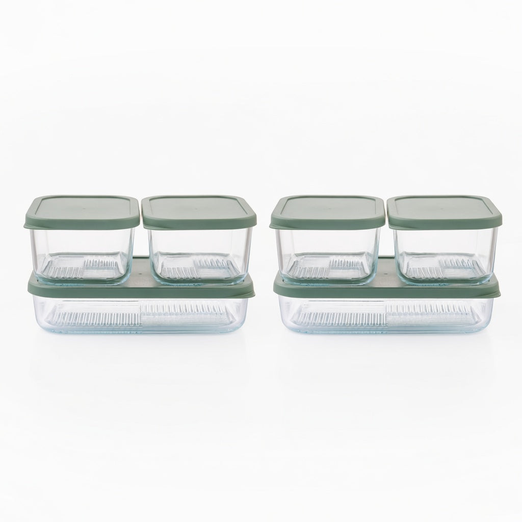 Container Culture 12-Piece Airtight Glass Food Storage Set with Lids, 25.35oz & 40.57oz Mixed Sizes - Soft Sage-0