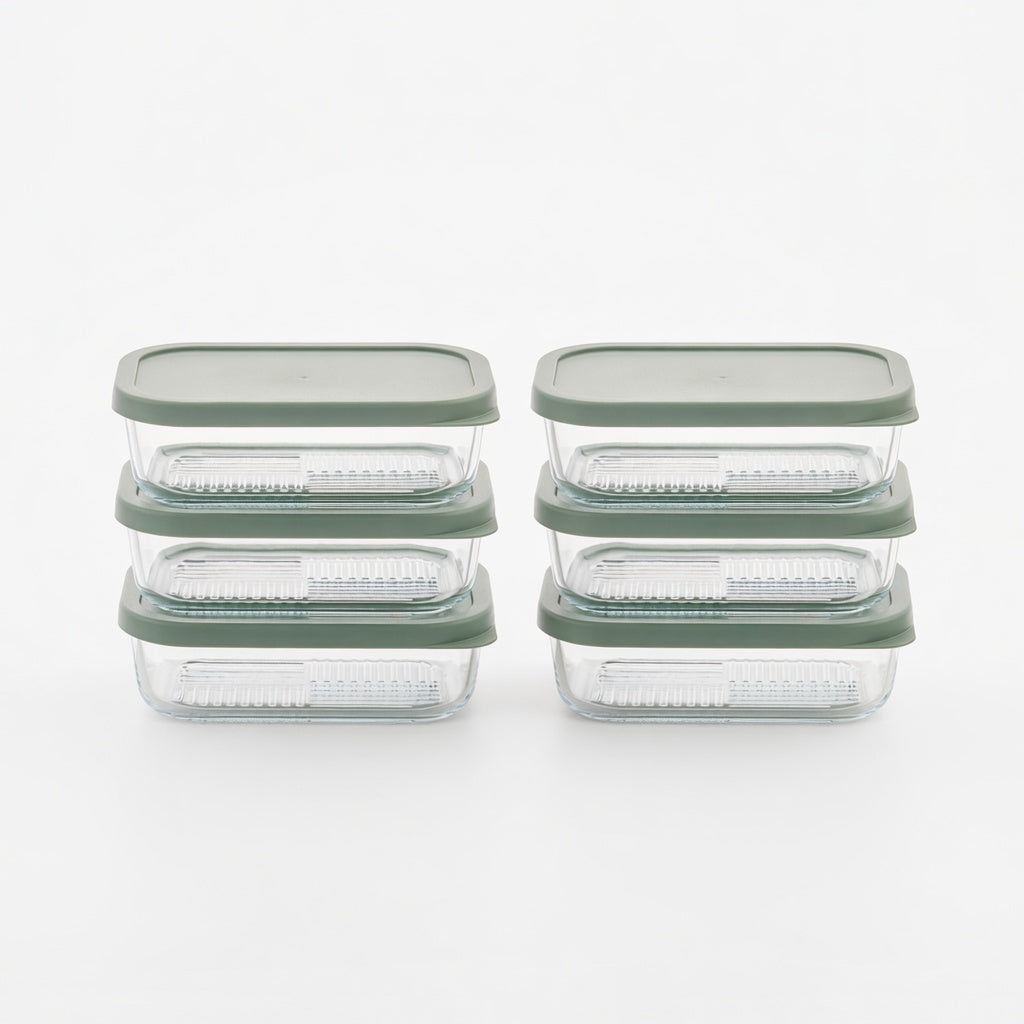 Container Culture 12-Piece Airtight Glass Food Storage Containers with Lids, 6 x 17.6oz - Soft Sage-0