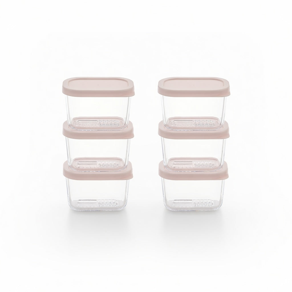 Container Culture 12-Piece Airtight Glass Food Storage Containers with Lids, 6 x 10.5oz - Berry Blush-0