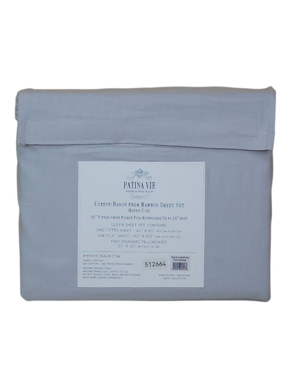 Patina Vie Queen Bamboo Sheet Set Cotton Fits 18" Deep 42