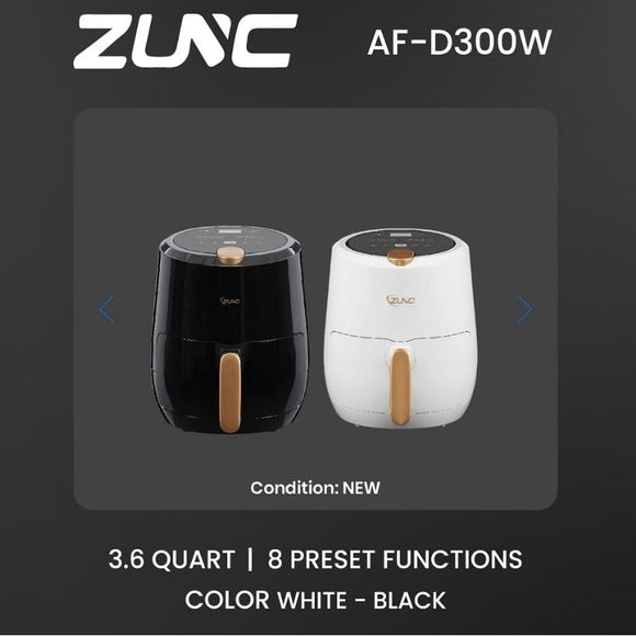 ZUNC Air Fryer 3.6Q AF-D300W Black 95-97