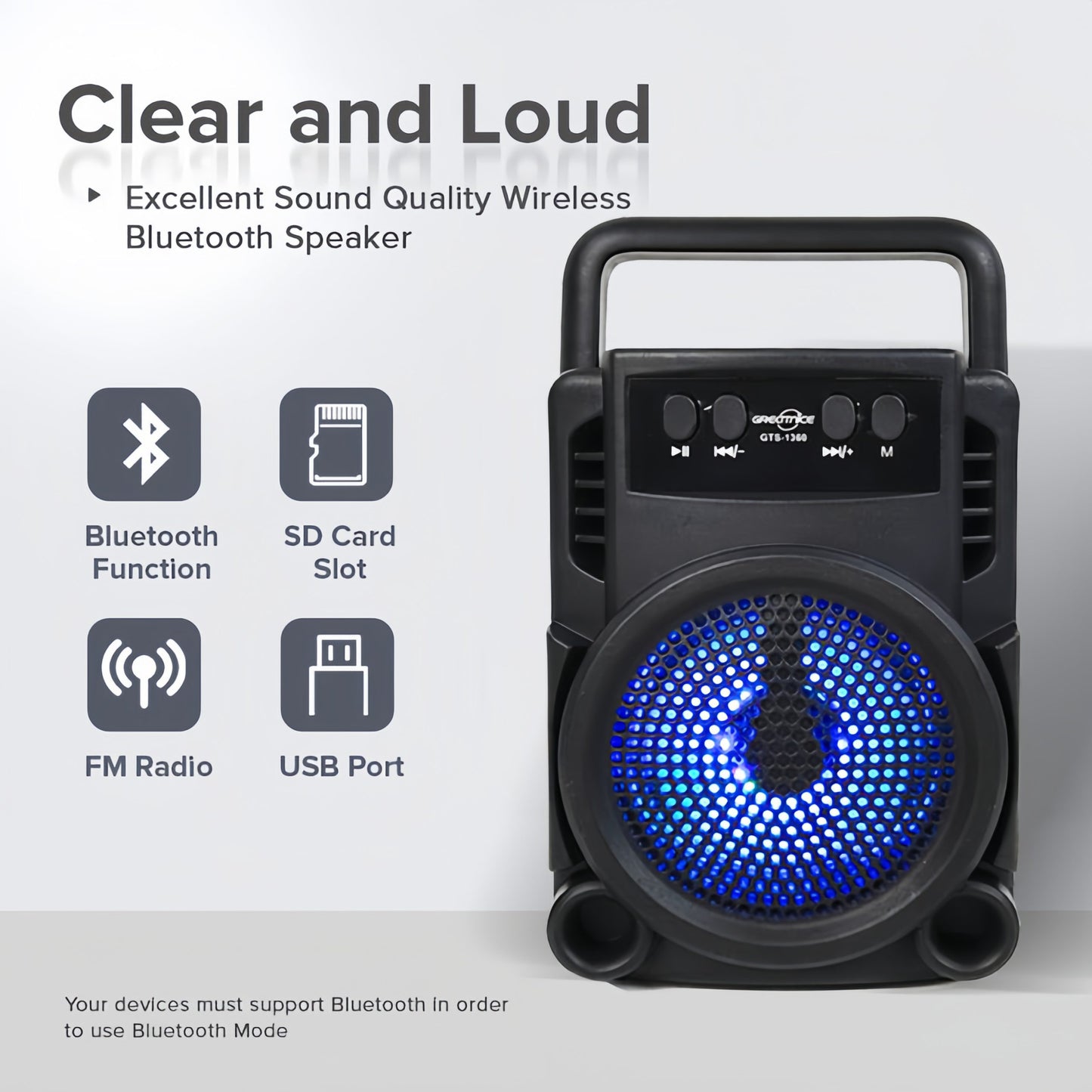 GTS-1360 Portable Bluetooth Speaker with True Wireless Stereo 95-97