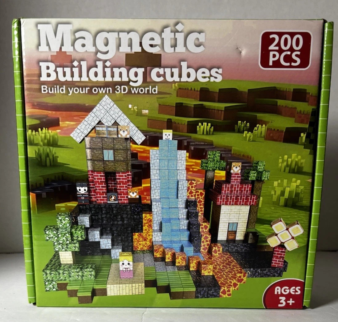 Magnetic Building Cubes 200 PCS Minecraft Style Tiles Building Blocks Set 68