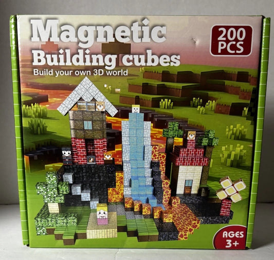 Magnetic Building Cubes 200 PCS Minecraft Style Tiles Building Blocks Set 68