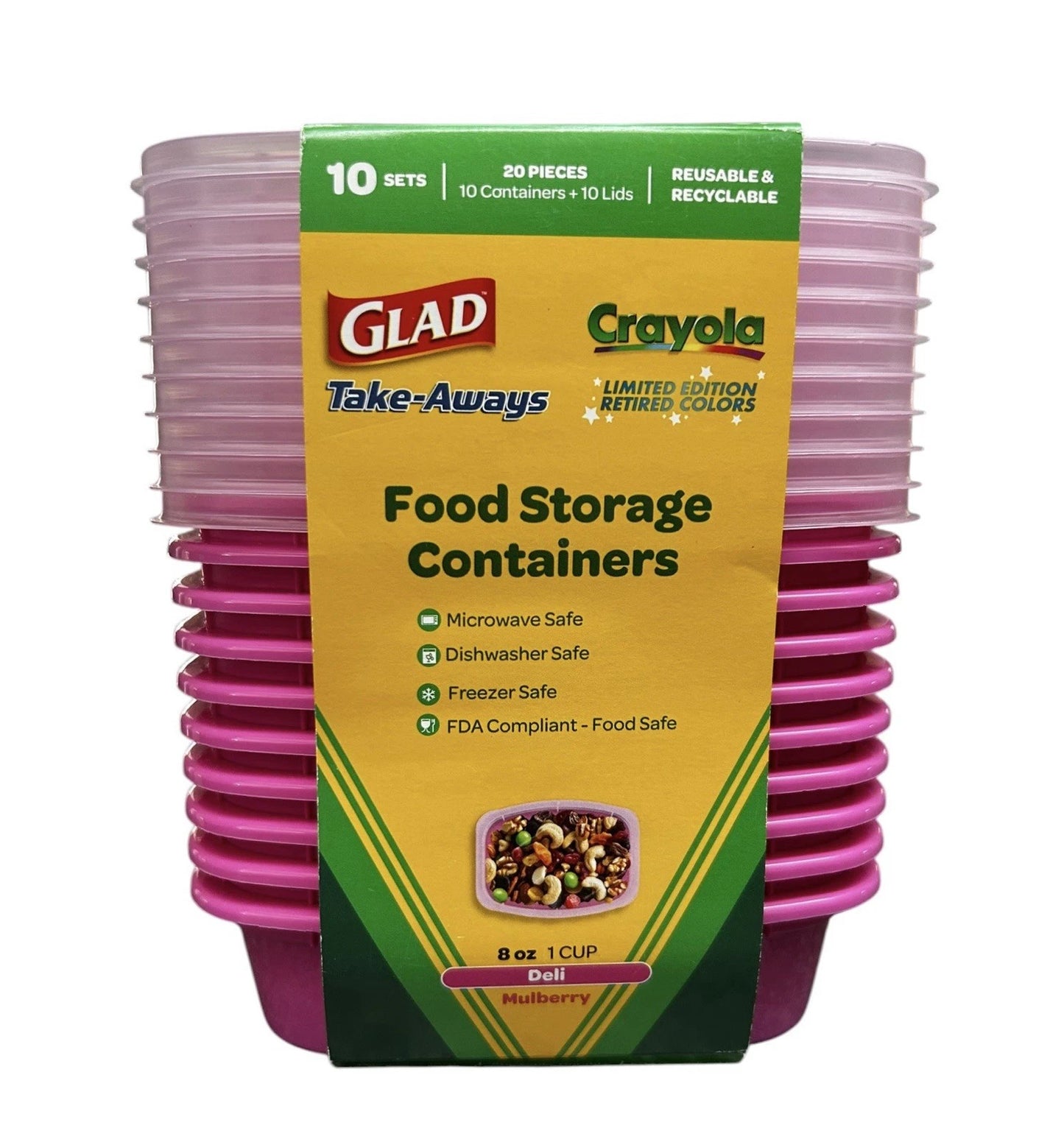 Glad X Crayola 8oz 1 Cup Food Storage Containers Mulberry 98