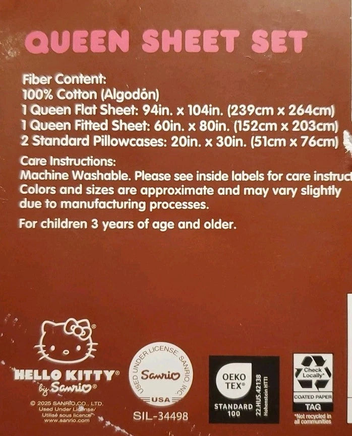 Sanrio Hello Kitty And Friends Valentine's Day Queen Sheet Set Red Hearts Sheets 39