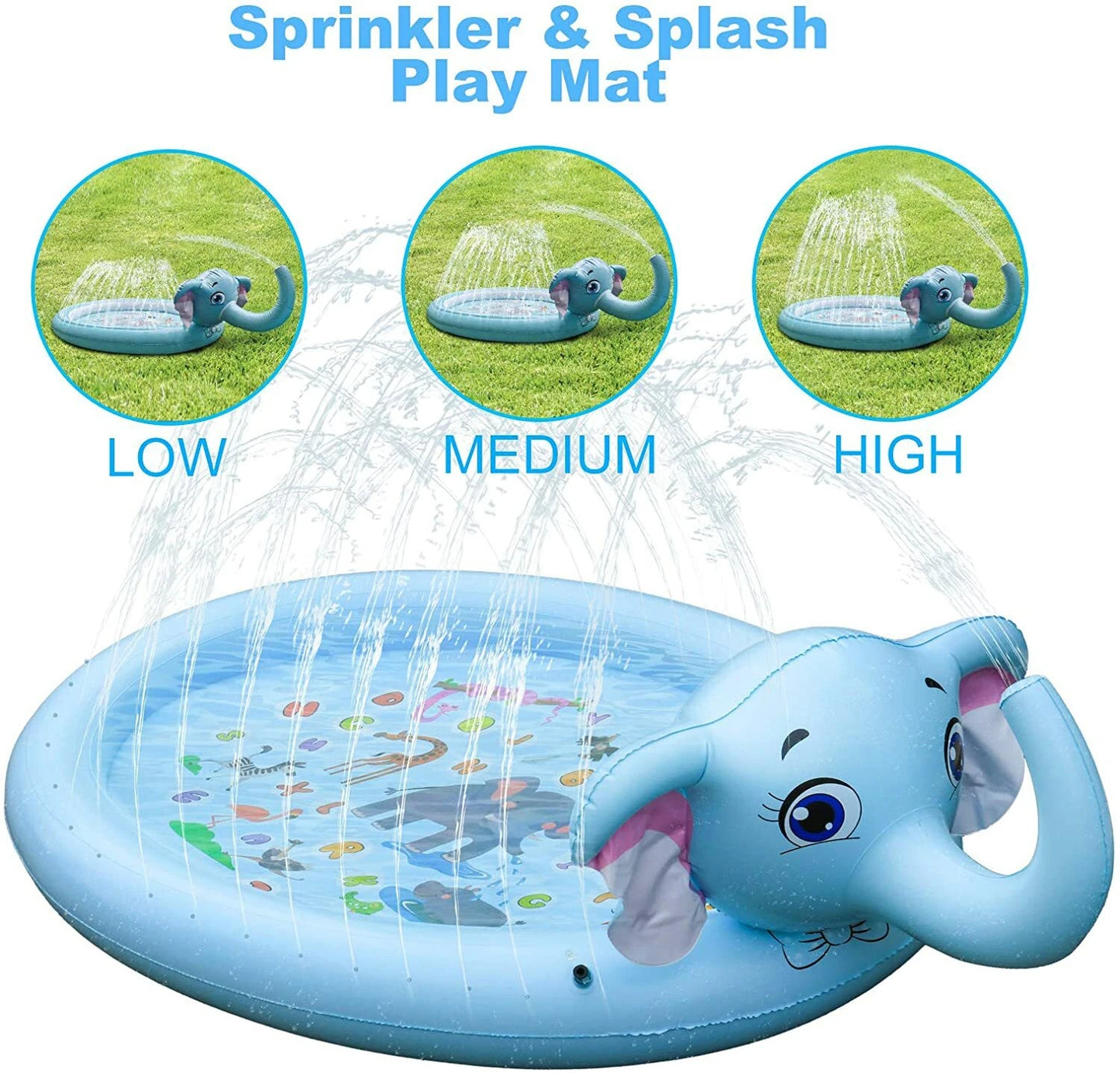 Susengo Sprinkler And Splash Play Mat 53.6 ft Elephant 90