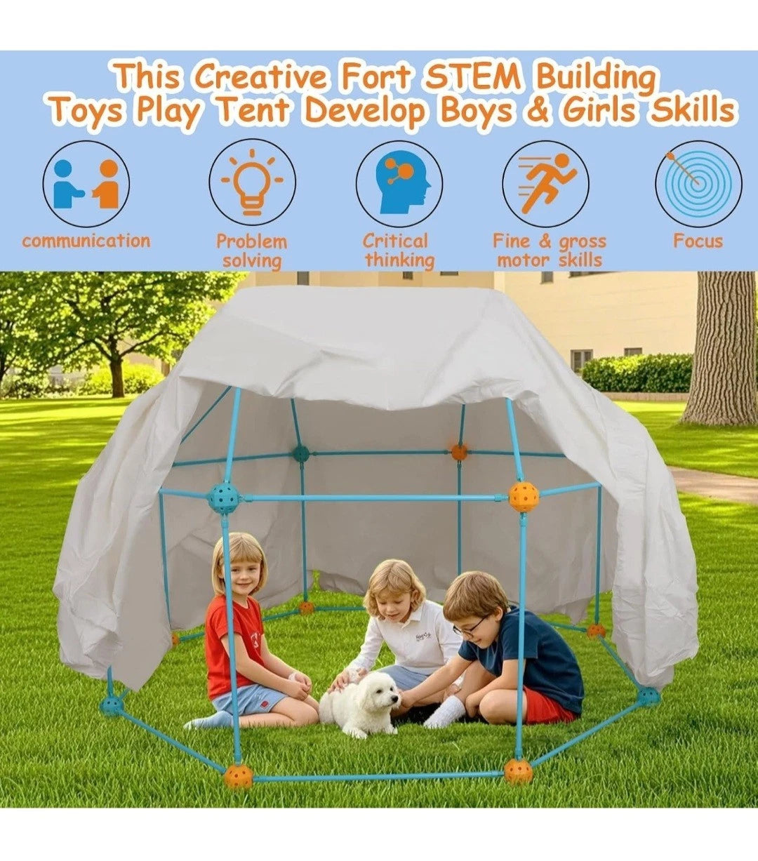 Creative Fort Building Kit for Kids 146 Pieces STEM Construction Toy 64