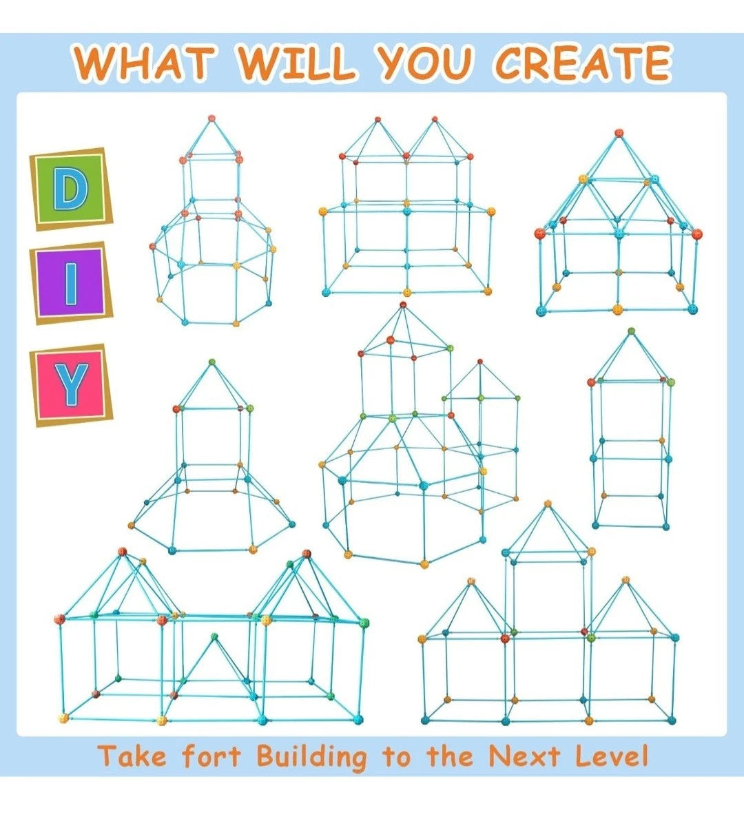 Creative Fort Building Kit for Kids 146 Pieces STEM Construction Toy 64