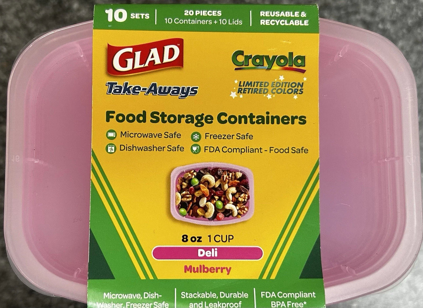Glad X Crayola 8oz 1 Cup Food Storage Containers Mulberry 98