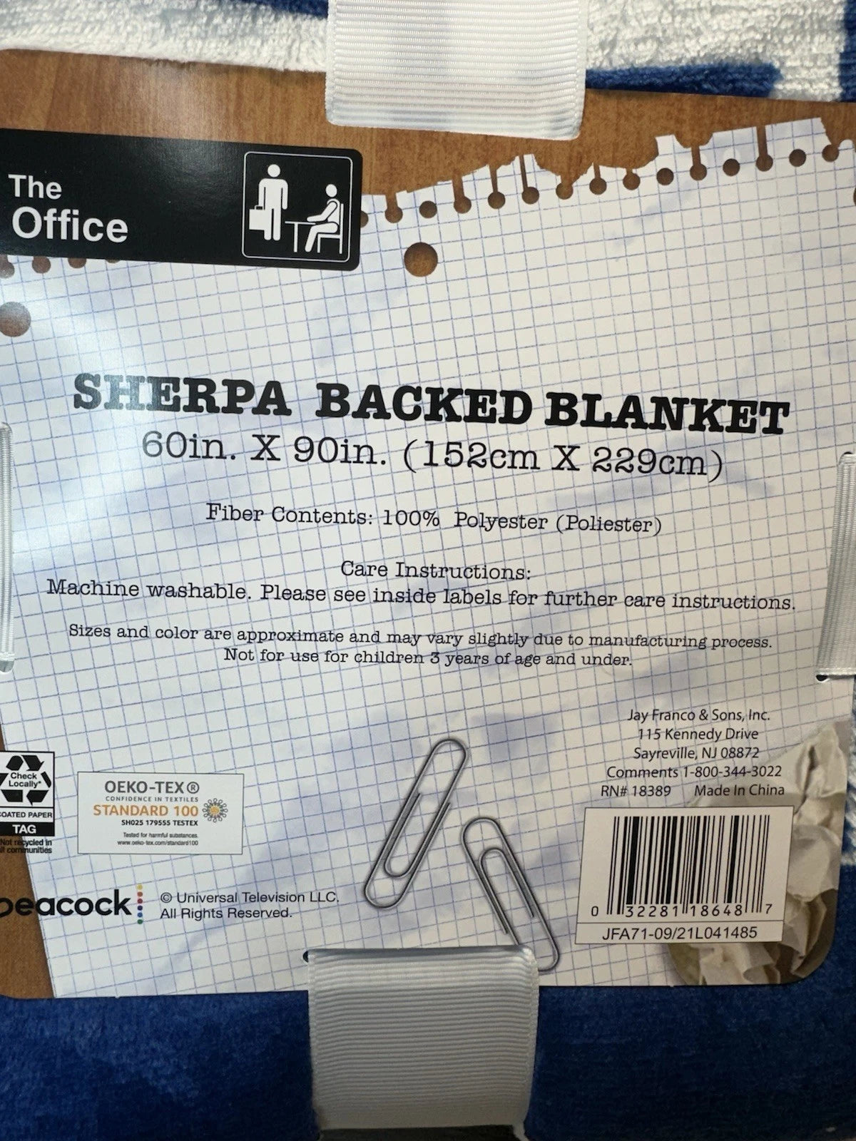 The Office World’s Best Boss Dunder Mifflin Blue Sherpa Back Blanket 60x90 45