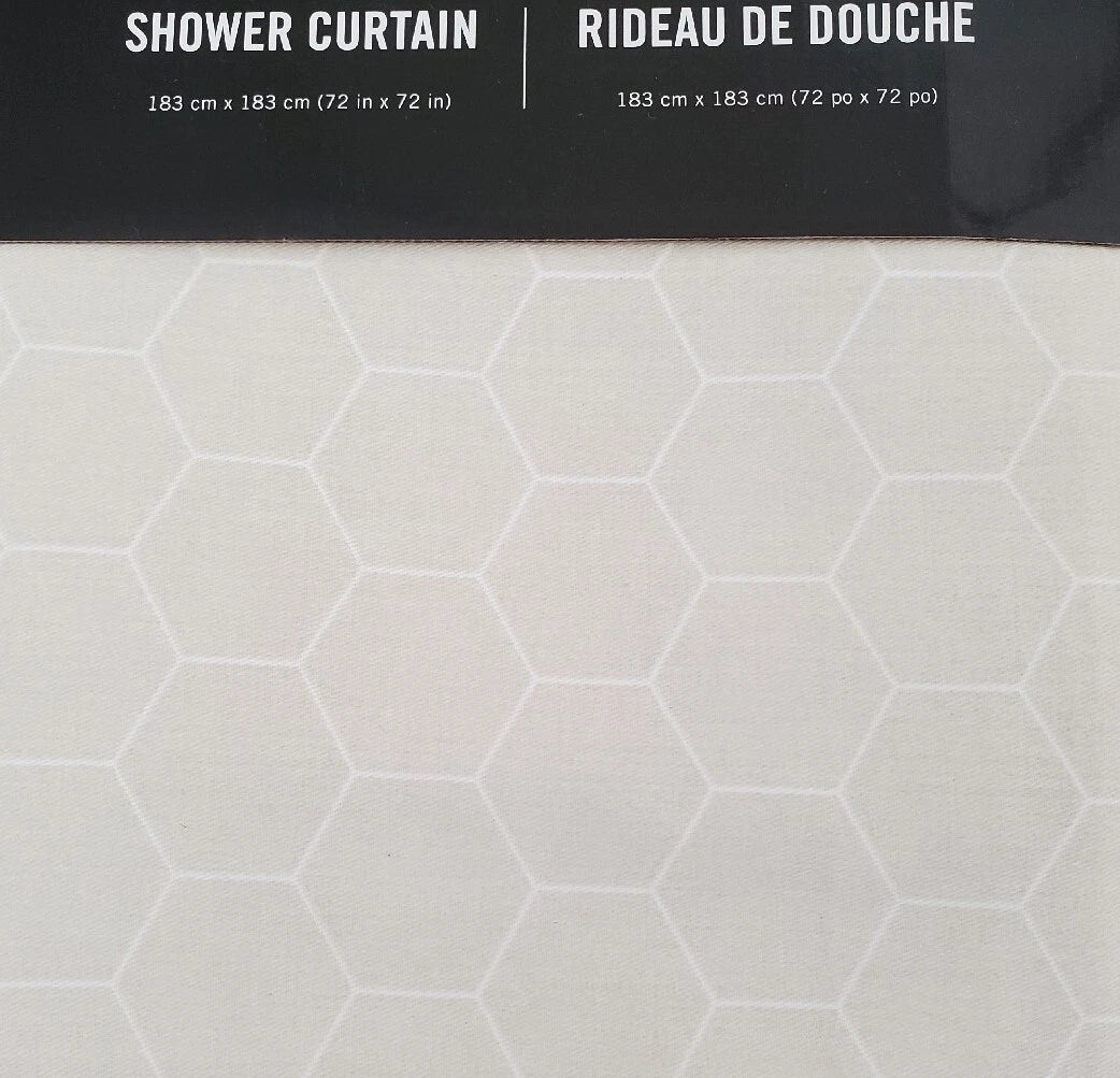 Kenneth Cole Shower Curtain Beige Tan White 72 x 72 35