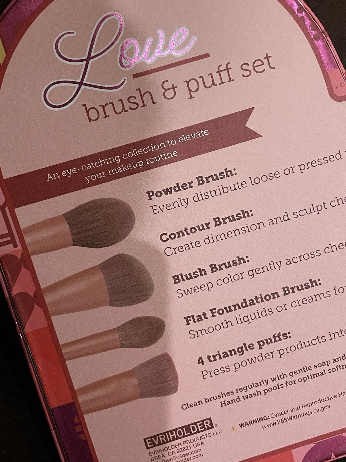 EVRIHOLDER Love Brush And Puff Makeup Tool Valentines Heart Accessory 8 Piece Set 37