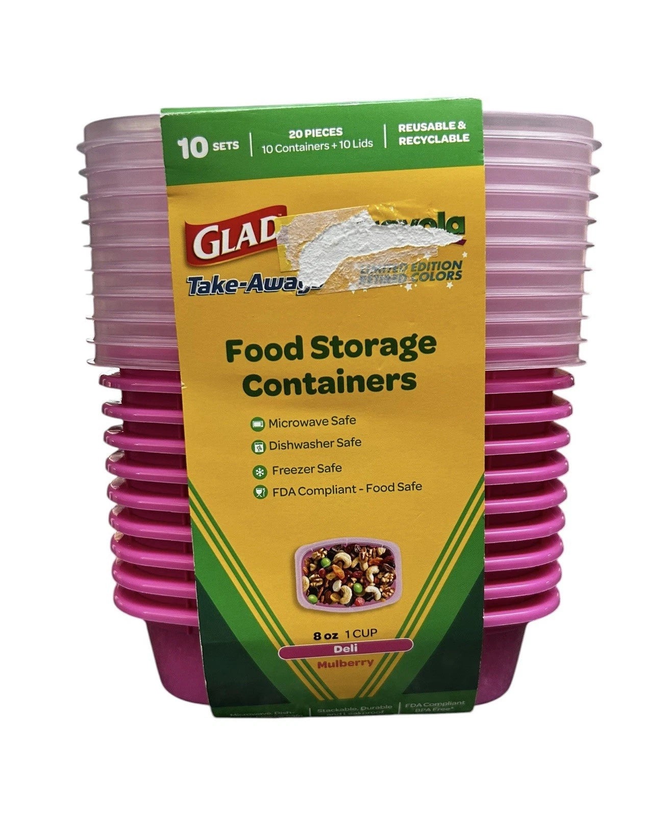 Glad X Crayola 8oz 1 Cup Food Storage Containers Mulberry 98